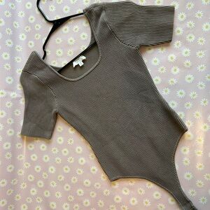 Ribbed Brown Bodysuit